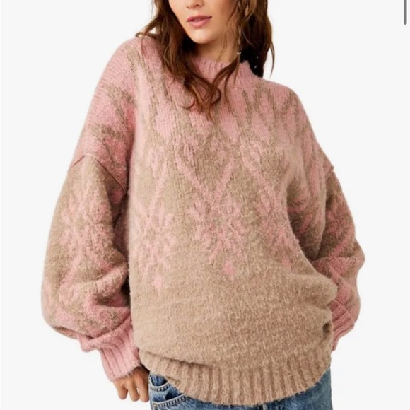 Free People Sweaters - NWT Free People Fireside Tunic in Etheral Blush Combo